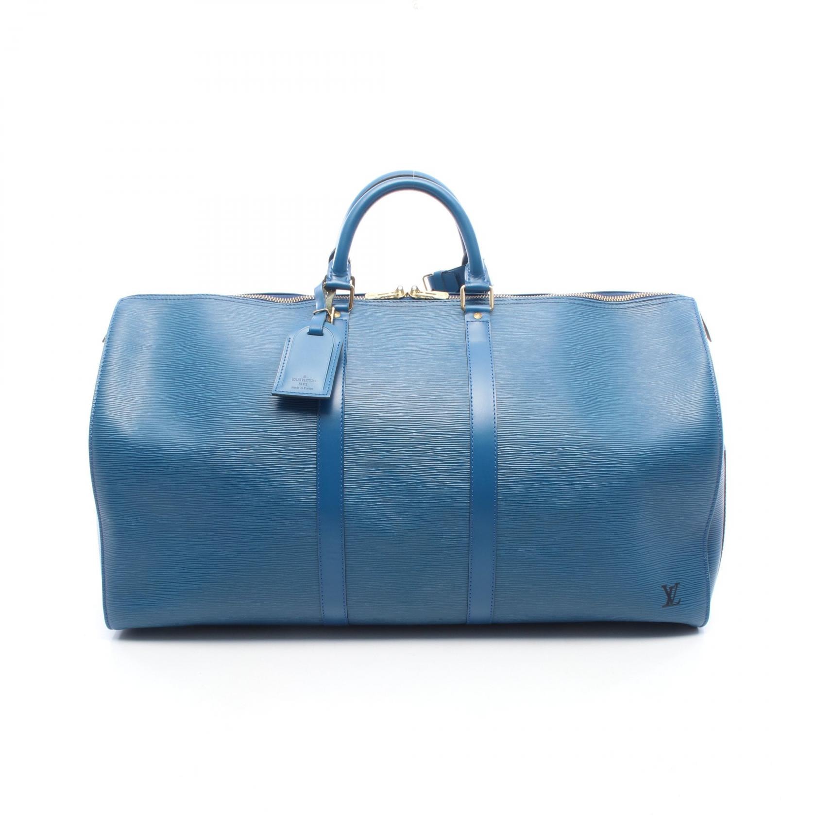 ルイ・ヴィトン LOUIS VUITTON キーポル55 ボストンバッグ バッグ レザー エピ トレドブルー メンズ レディース ブルー系 M42955 【中古】