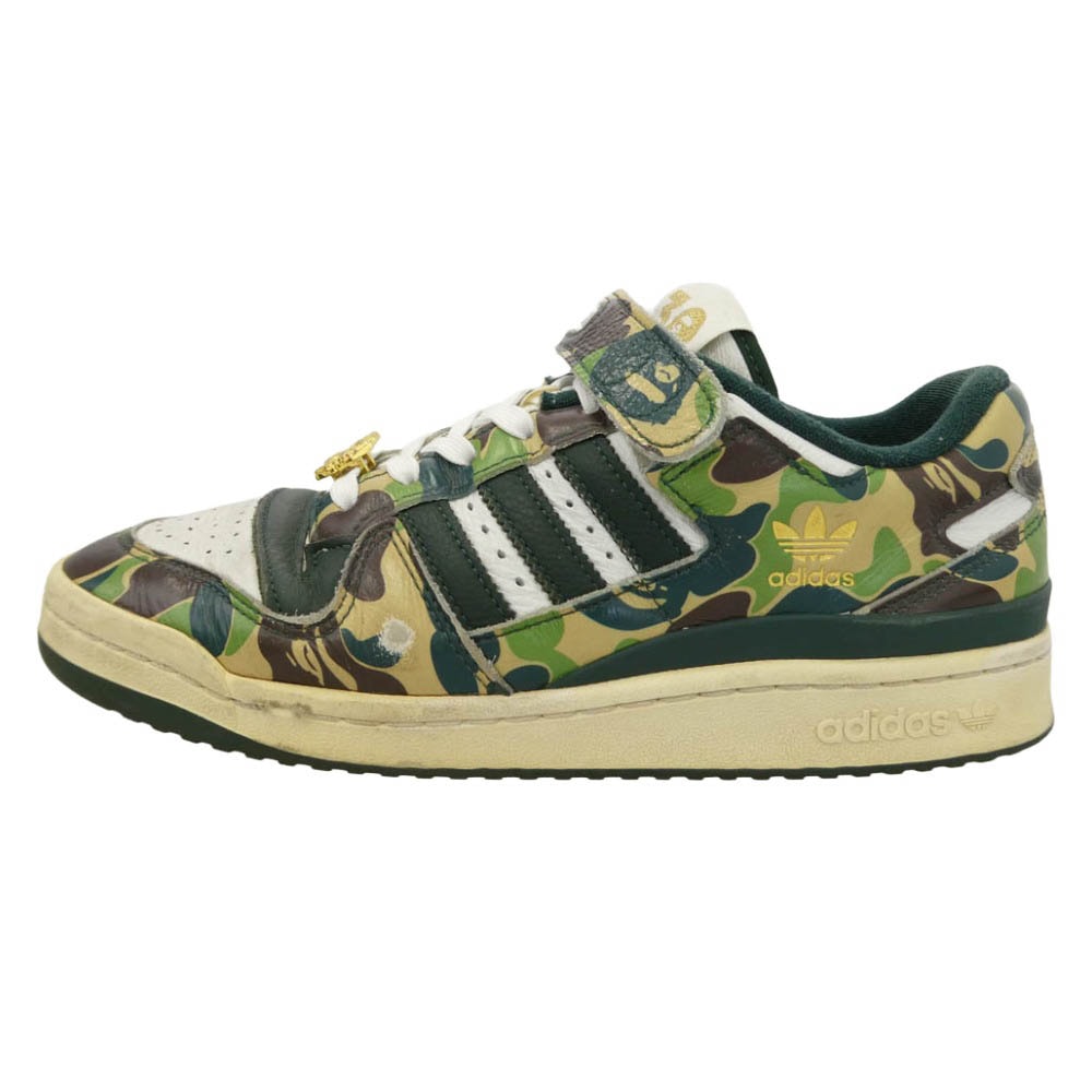 A BATHING APE adidas 23SS ID4771 × adidas Forum 84 Low 30th Anniversary Green Camo アディダス フォーラム アニバーサリー グリーン カモ スニーカー 27cm【中古】