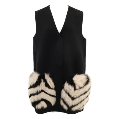 フェンディ 【国内正規】FF8474 GILET DOUBLE WOOL フォックスファーポケット ロングジレ/ 42