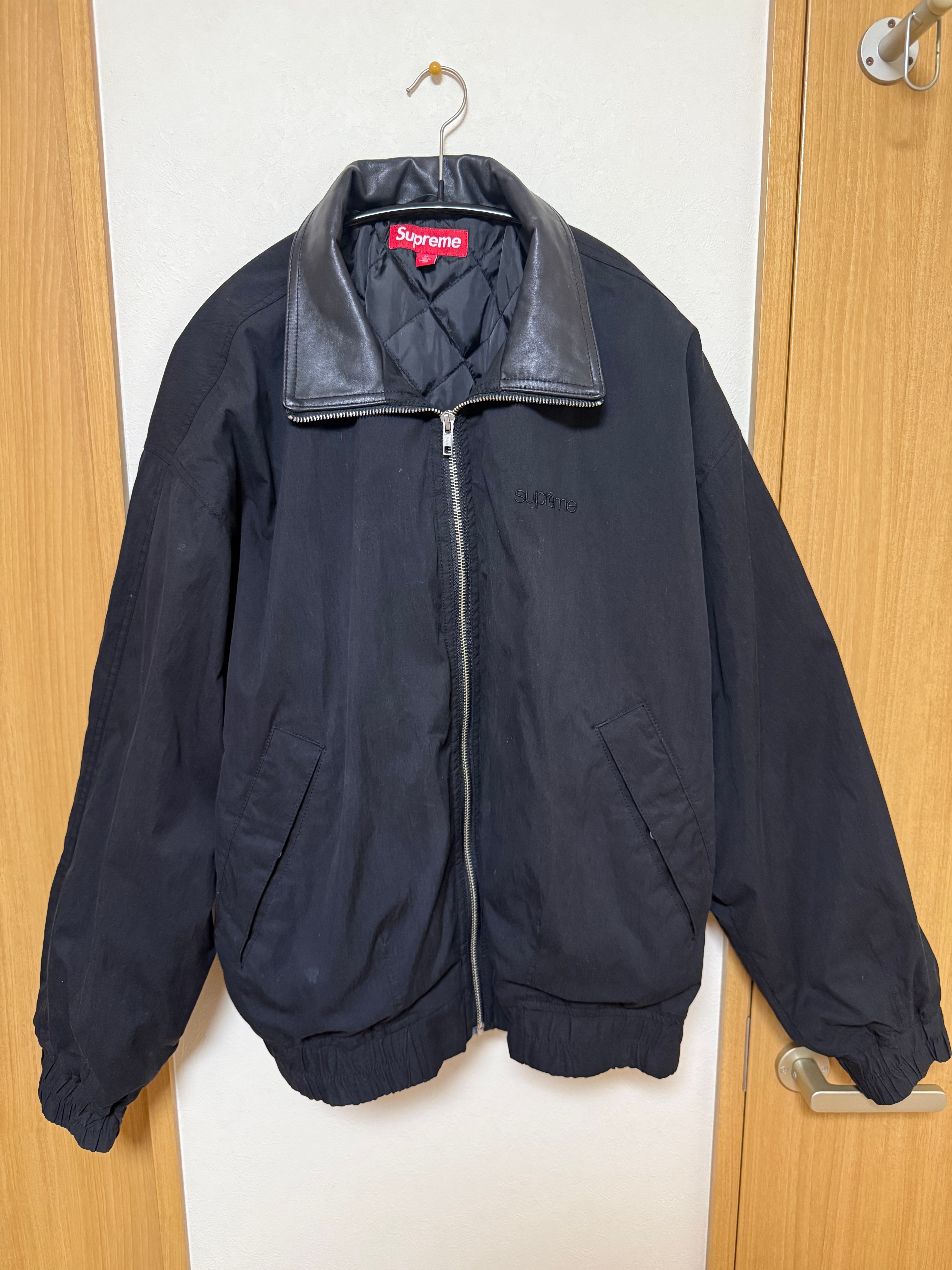 Supreme Leather Collar Utility Jacket "Black"