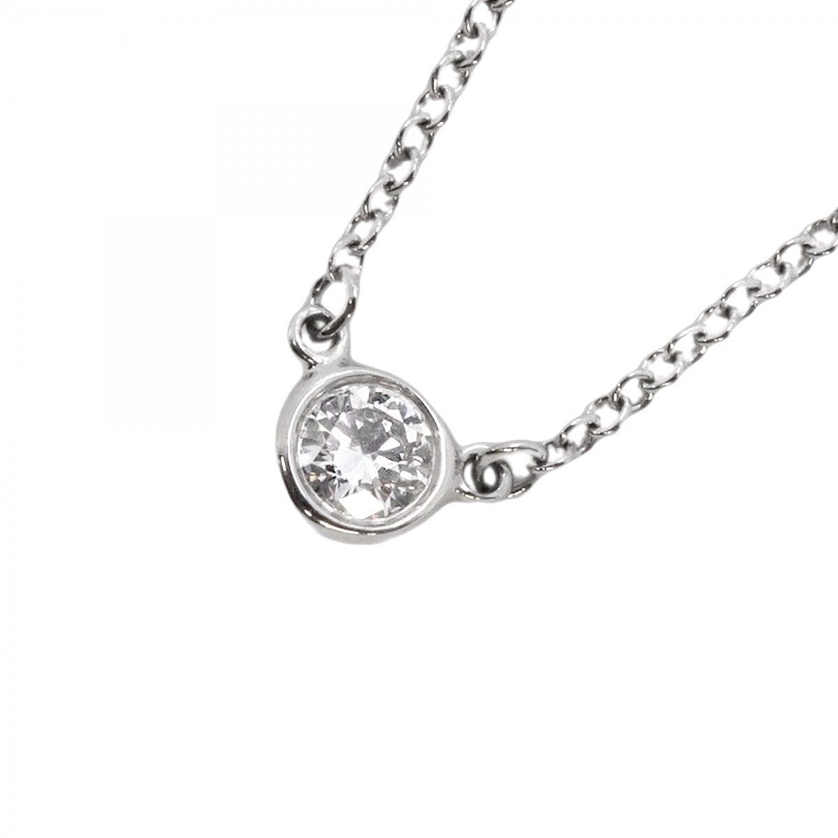 【6jdb0427-13】ティファニー ネックレス バイザヤード 1PD Pt950 プラチナ ダイヤモンド【中古】レディース