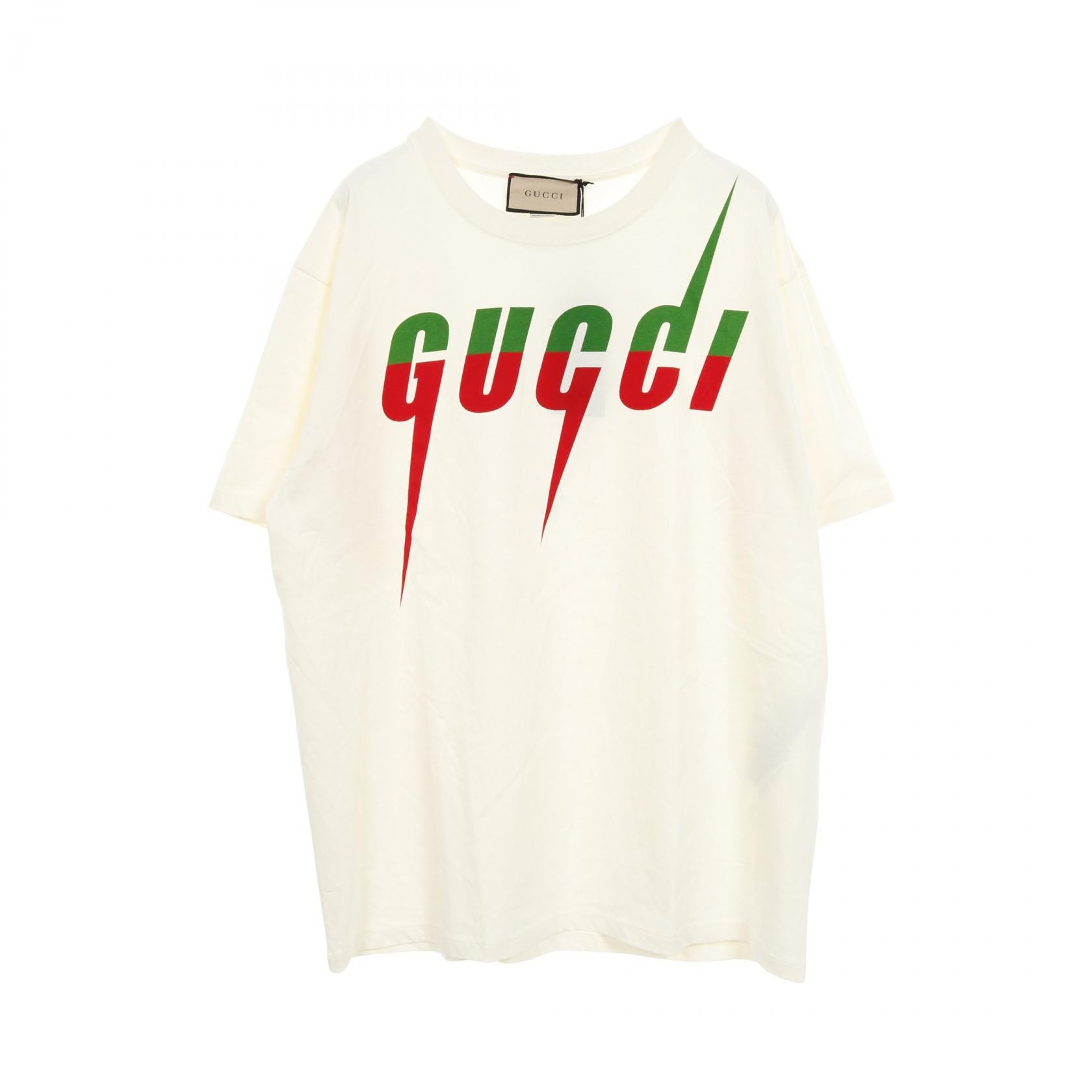 グッチ GUCCI ブレード カットソー 衣料品 トップス コットン メンズ アイボリー系 / グリーン系 / レッド系 【中古】