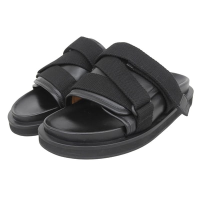 アンブッシュ 美品 PADDED SANDALS ベルト レザー スライドサンダル シューズ メンズ ブラック 41 41