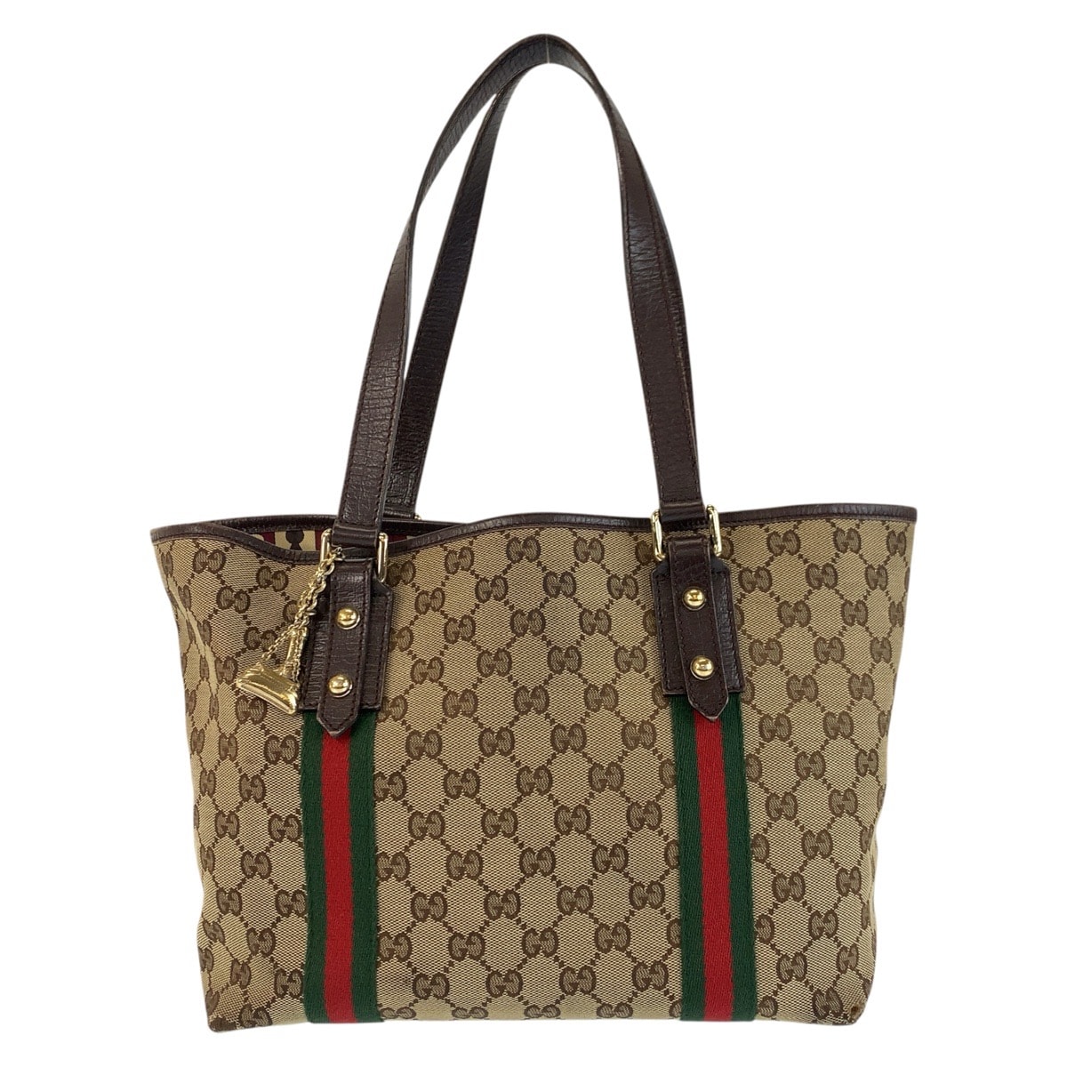 GUCCI グッチ シェリーライン ブラウン ベージュ ゴールド金具 GGキャンバス レザー/ トートバッグ ショルダーバッグ 600781 【中古】