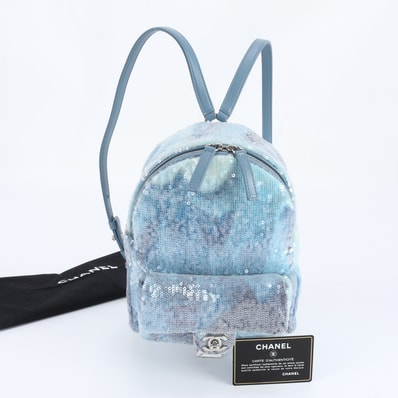 ■極美品 シャネル スパンコールリュックサック レザー
