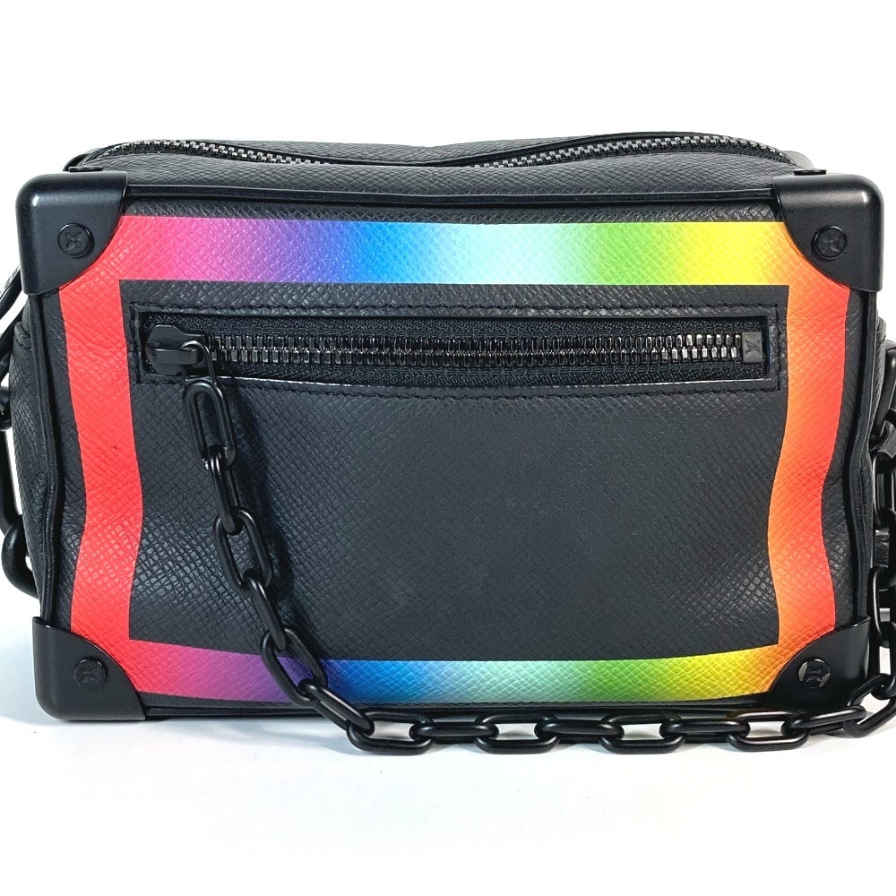 ルイヴィトン LOUIS VUITTON ミニソフトトランク M30351 タイガ レインボー カバン 斜め掛け ポシェット ショルダーバッグ タイガレザー ブラック 美品