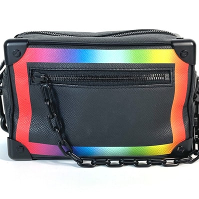 ルイヴィトン LOUIS VUITTON ミニソフトトランク M30351 タイガ レインボー カバン 斜め掛け ポシェット ショルダーバッグ タイガレザー ブラック 美品