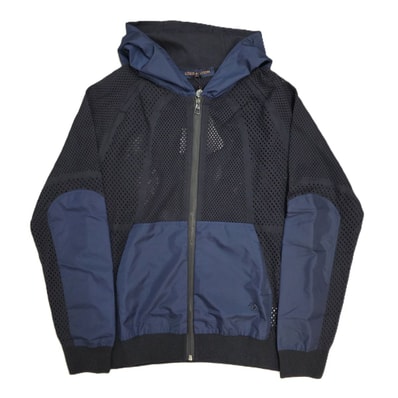 LOUIS VUITTON ルイ・ヴィトン 19AW メッシュ×ナイロン ジップアップ フード付き パーカー HHN01WNOU L ナイロン ネイビー レディース【中古】