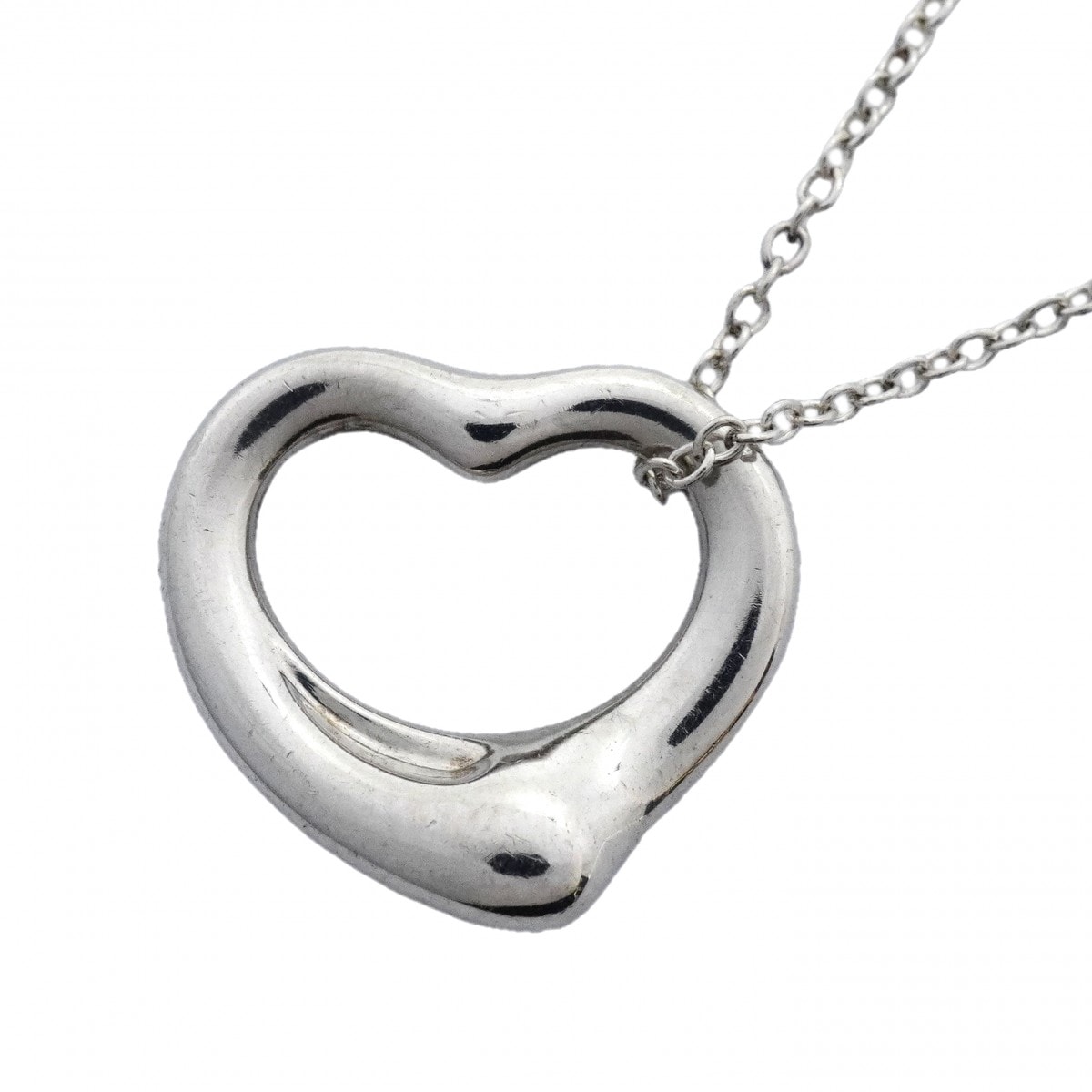 【6jcb0666-k】ティファニー ネックレス オープンハート シルバー925【中古】レディース