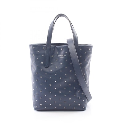 ジミーチュウ JIMMY CHOO SOFIA N/S ソフィア スタースタッズ 2WAY トートバッグ バッグ レザー レディース ネイビー系 【中古】