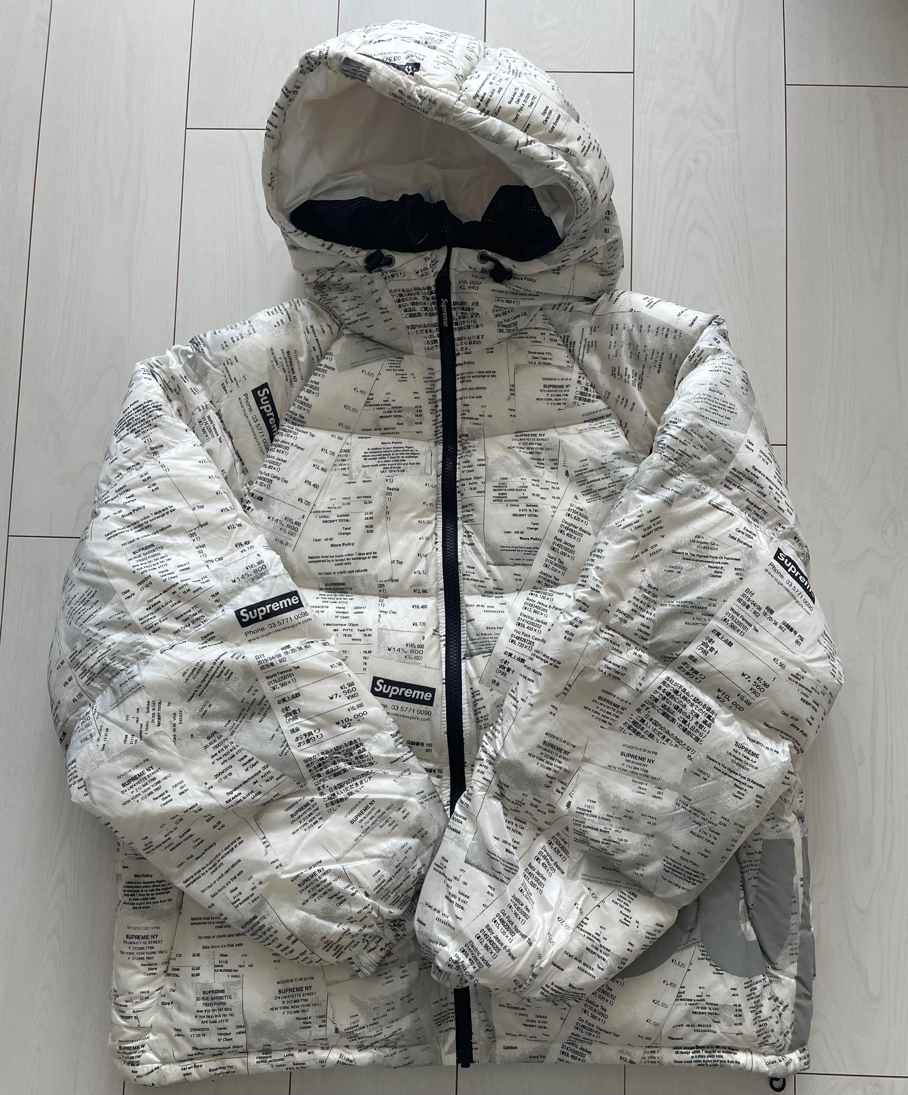 Supreme Hooded Down Jacket "Receipts"
