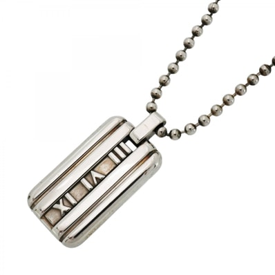 【6jdb0047】ティファニー ネックレス アトラス プレート/ボールチェーン シルバー925【中古】レディース