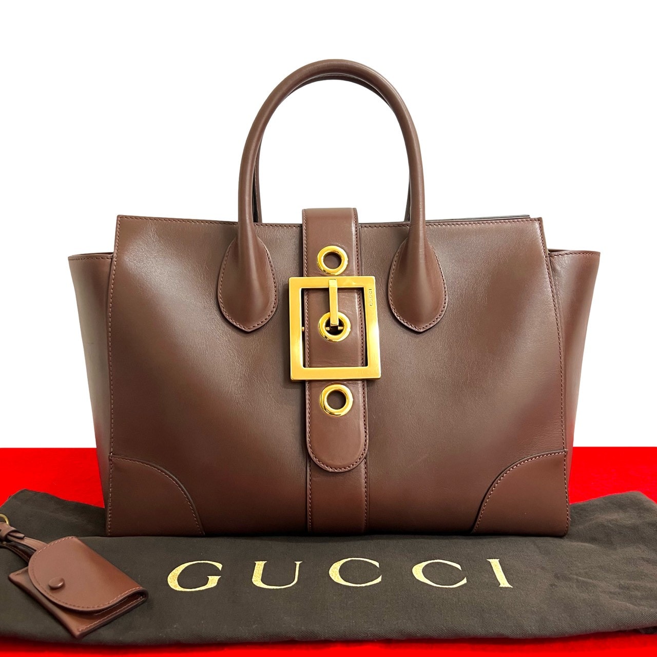 GUCCI グッチ レディバックル レザー ハンドバッグ ブラウン
 07210