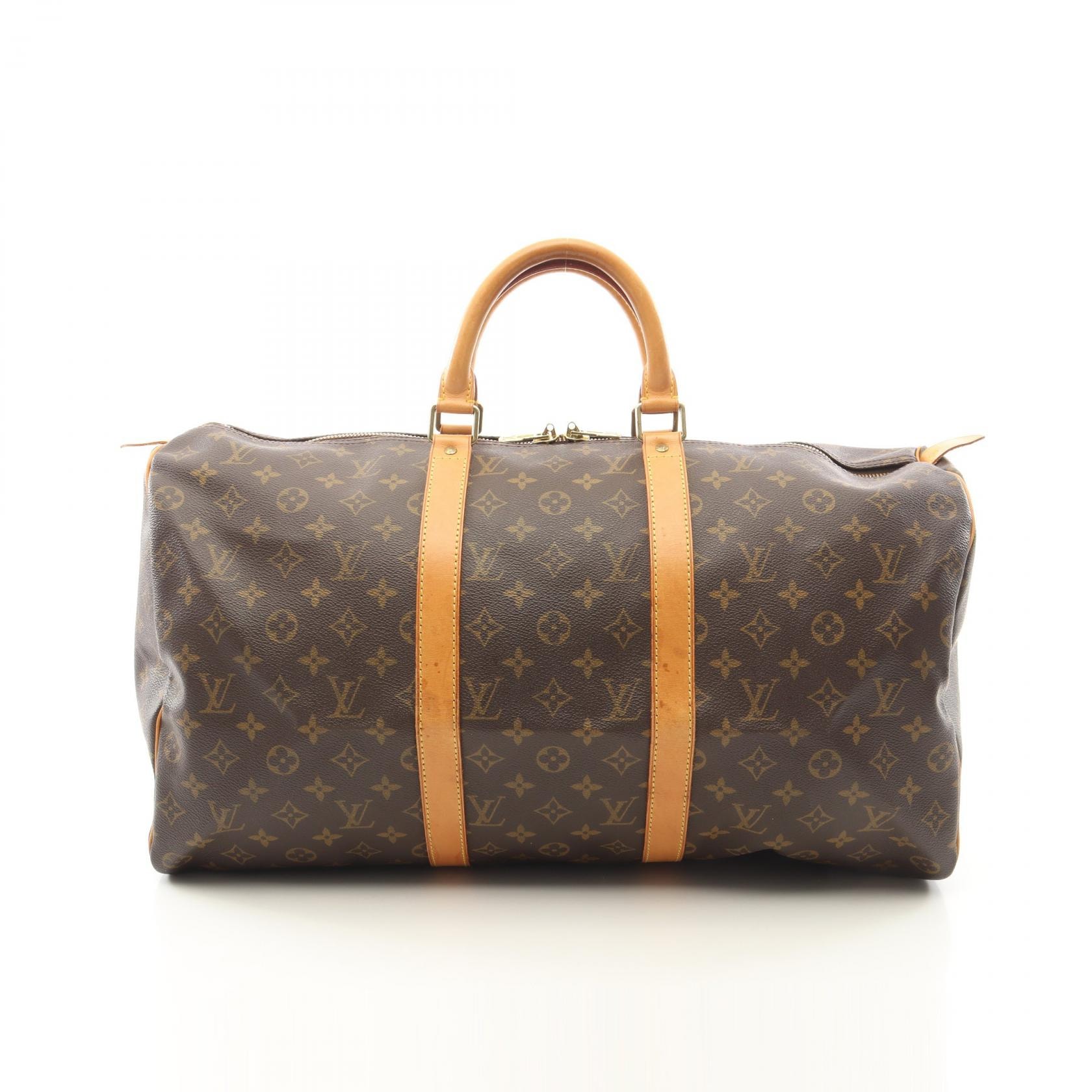 ルイ・ヴィトン LOUIS VUITTON キーポル50 ボストンバッグ バッグ PVCコーティングキャンバス レザー モノグラム メンズ レディース ブラウン系 M41426 【中古】