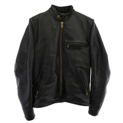 VANSON バンソン ライダースジャケット TYPE B 裏地フリースライナー付属 シングルライダースジャケット レザージャケット ブラック系 34【中古】