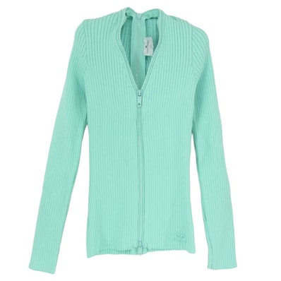 courreges クレージュ カーディガン 23SS 123MGI007FI00017017 Ribbed-knit Zip-up Cardigan ジップアップ カーディガン ライトブルー系 S【中古】