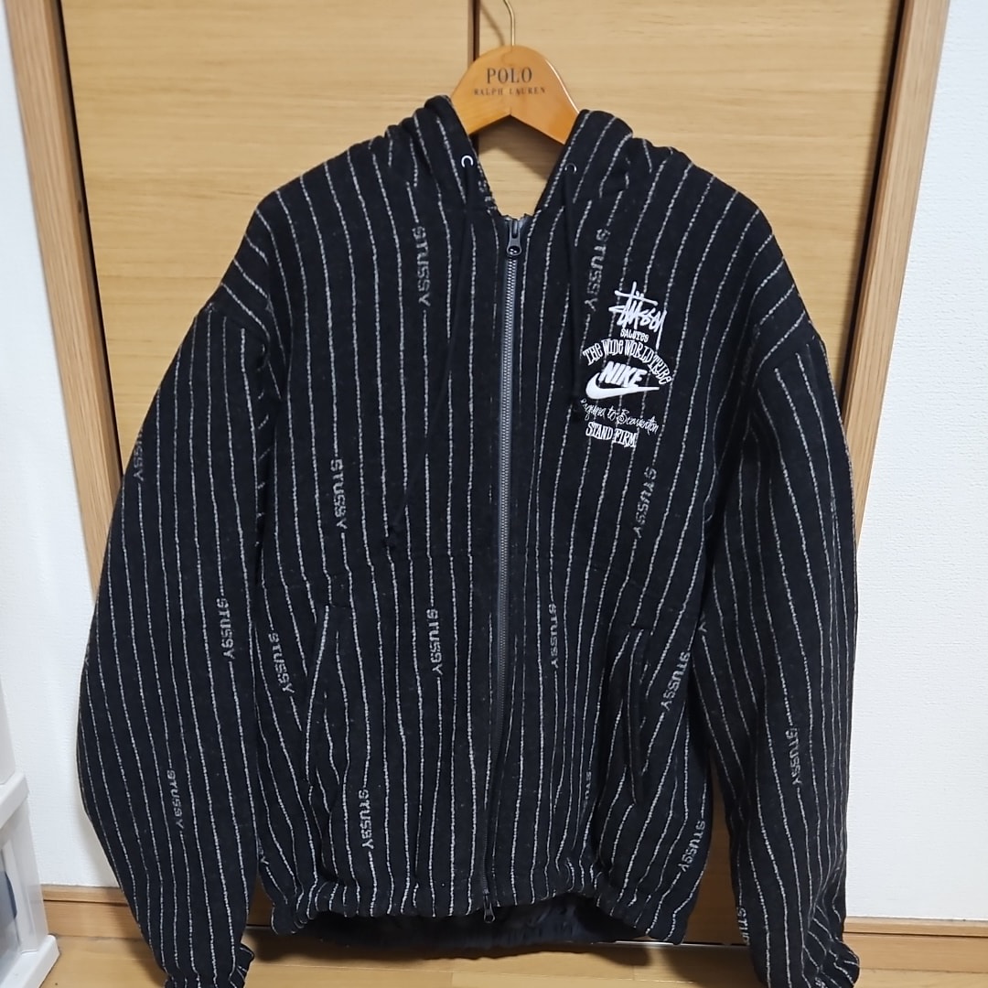 Stussy x Nike Striped Wool Jacket "Black"