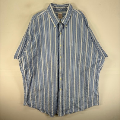 古着 ブルックスブラザーズ Brooks Brothers シアサッカー 長袖シャツ ボタンダウン XL ブルー系 ストライプ メンズ