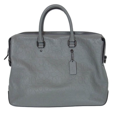 COACH コーチ C0244 ゴッサム ブリーフ シグネチャー レザー ビジネス 2WAY バッグ グレー系【中古】