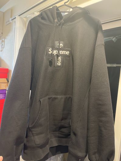 Supreme Cross Box Logo Hooded Sweatshirt "Black"
