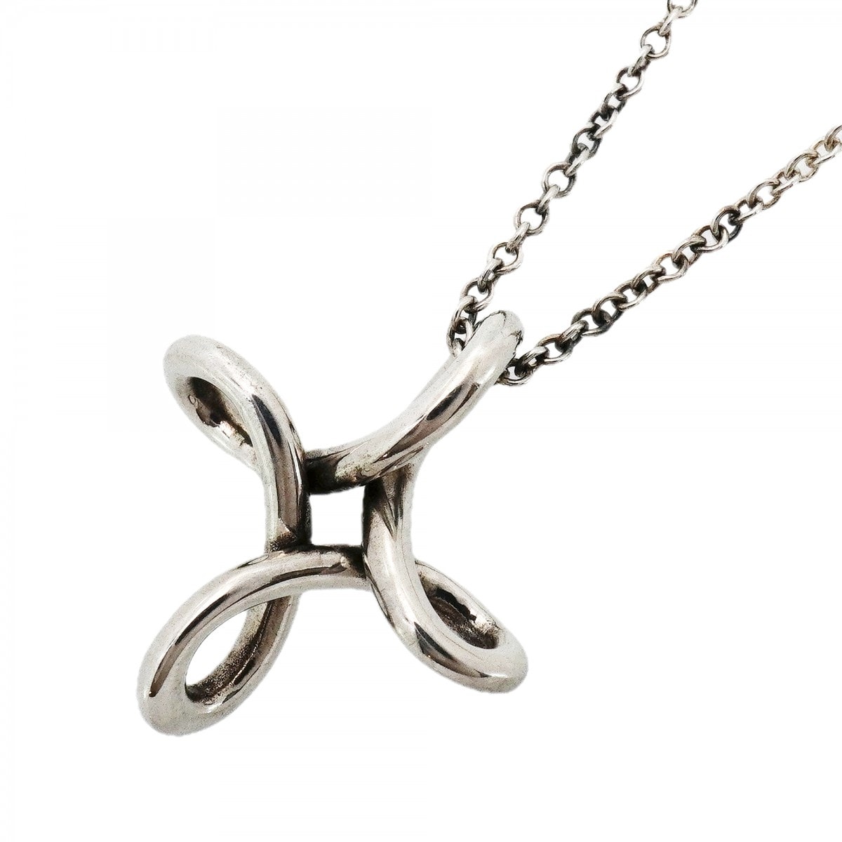 【6jcb0596-k】ティファニー ネックレス オープンクロス シルバー925【中古】レディース