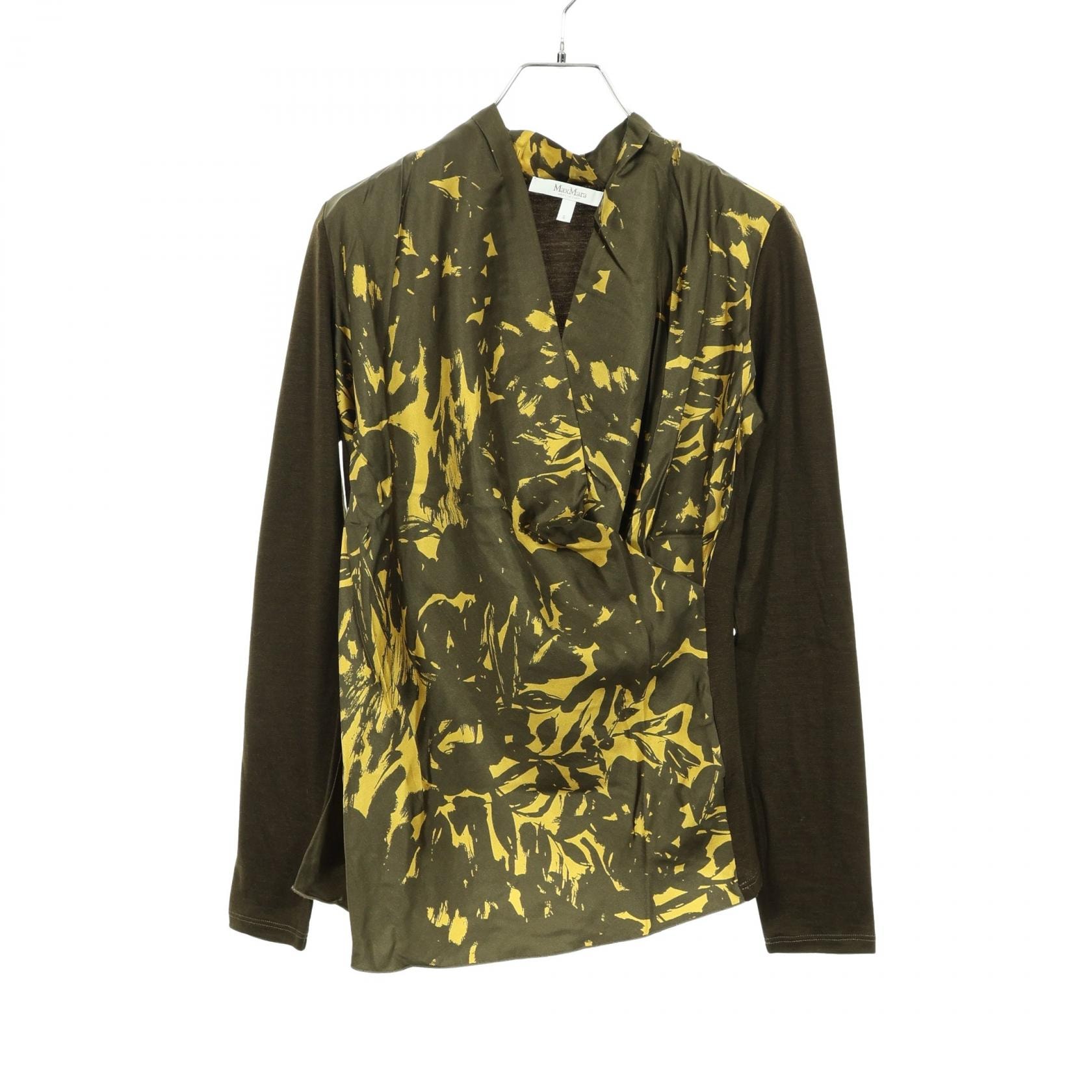 マックスマーラ MAX MARA 切替 カットソー 衣料品 トップス ウール シルク レディース グリーン系 【中古】