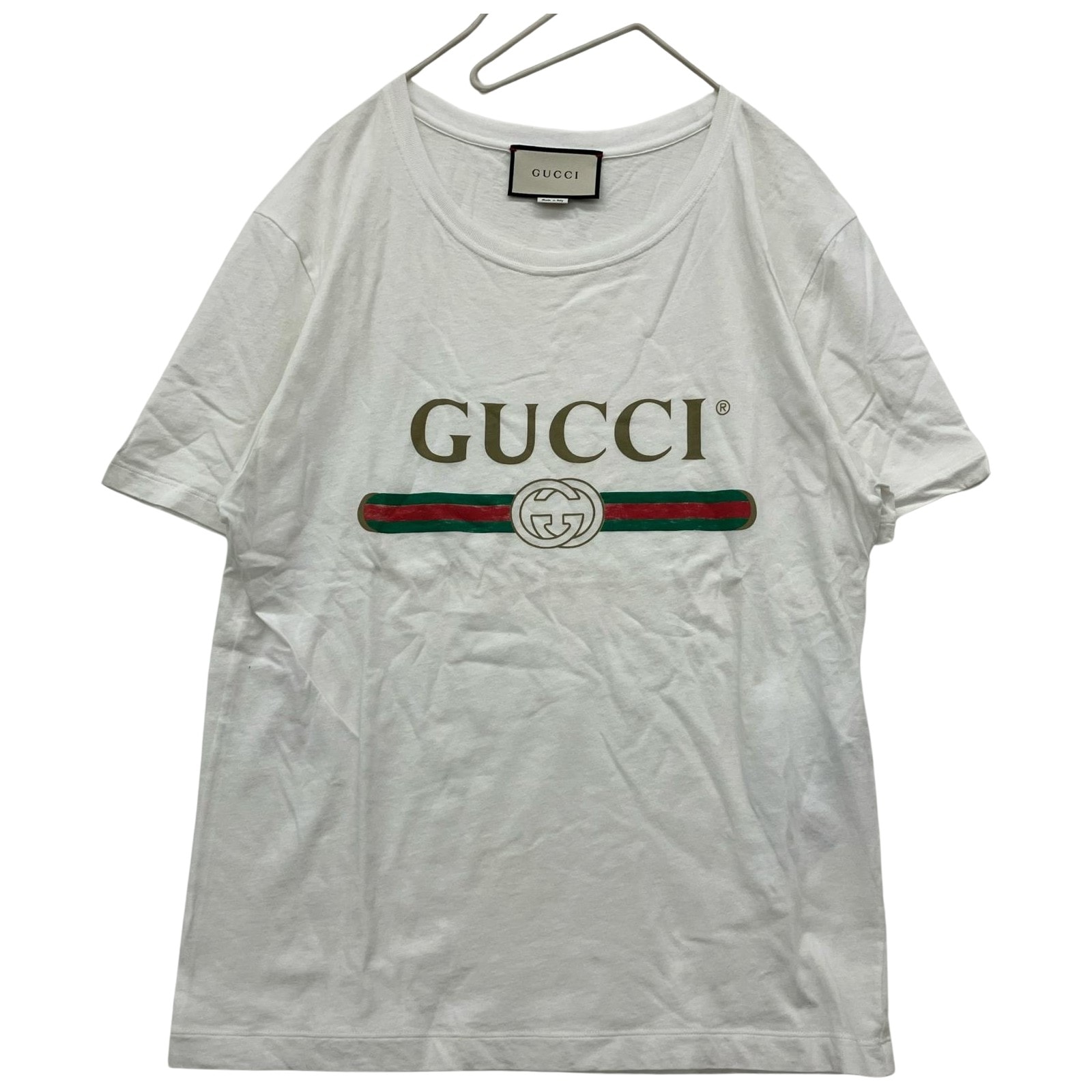 GUCCI グッチ Tシャツ ダメージ加工 シェリーライン S レッド×ホワイト