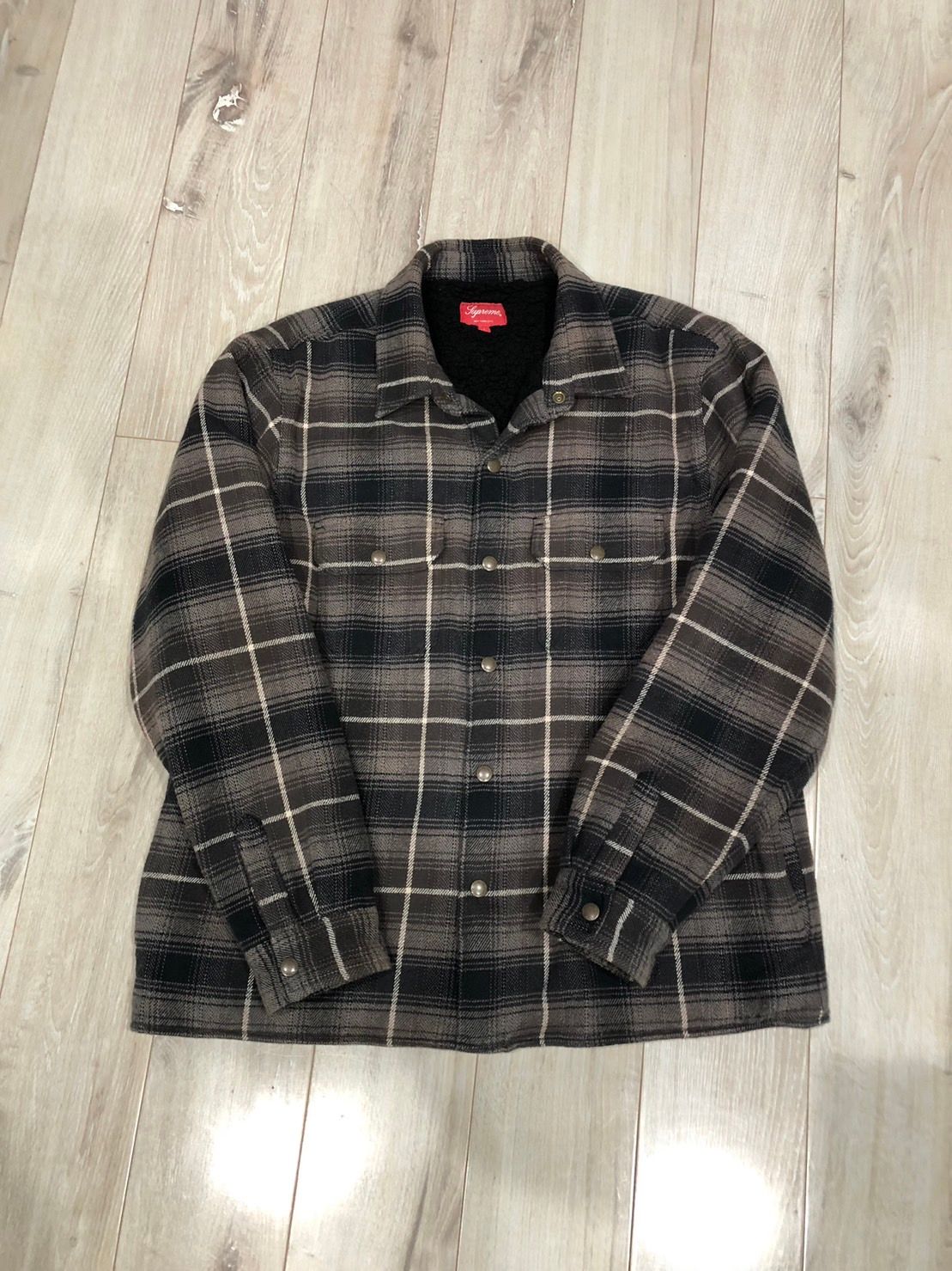 Supreme Shearling Lined Flannel Shirt "Black"