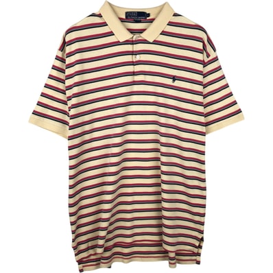 古着 ラルフローレン Ralph Lauren POLO by Ralph Lauren マルチボーダー 半袖 ボーダー ポロシャツ メンズL相当/eaa635261