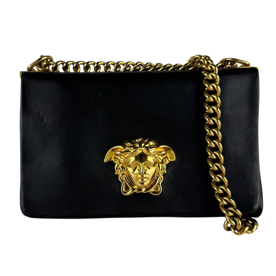 ヴェルサーチ VERSACE ショルダーバッグ メデューサ レザー ブラック レディース【中古】 z10543