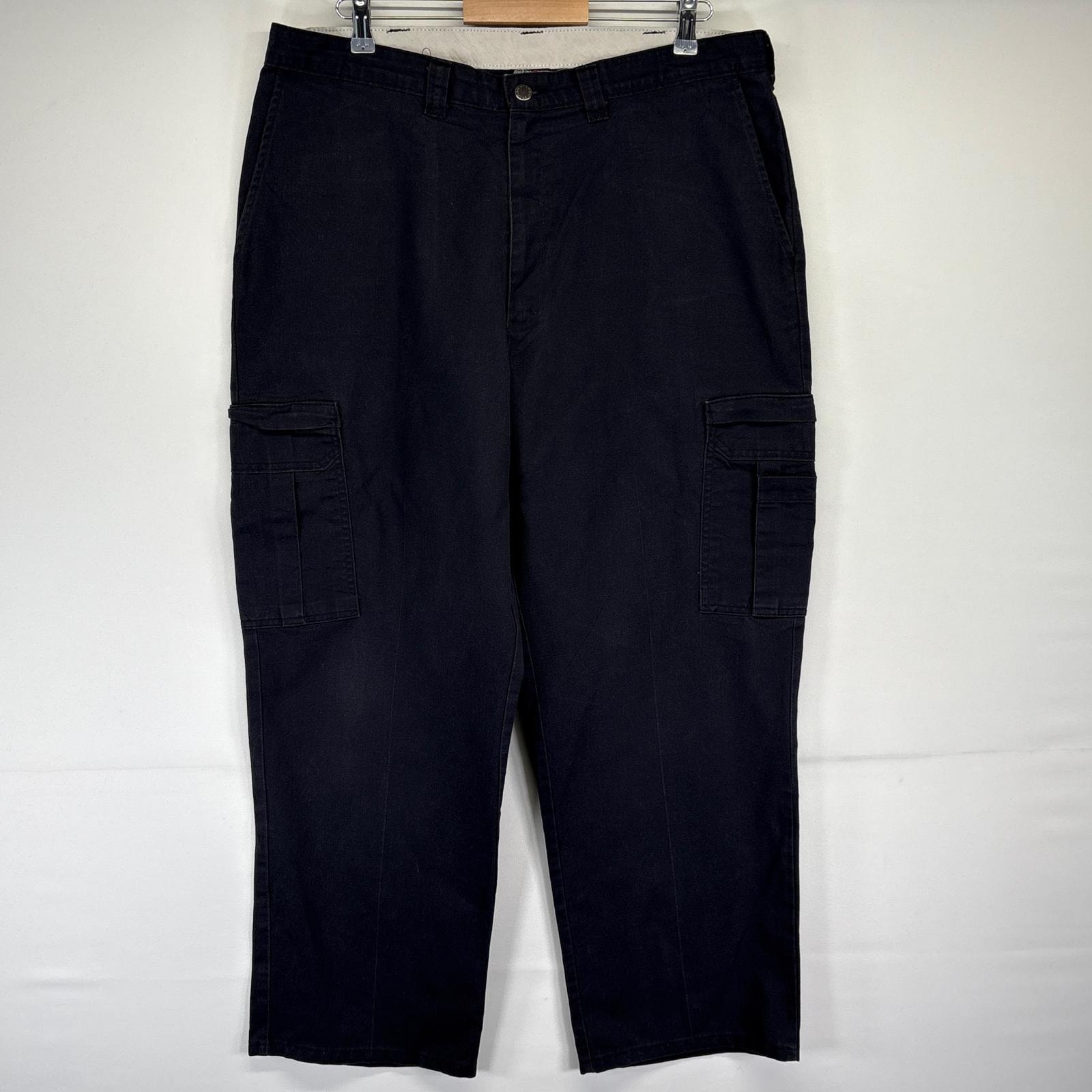 古着 ディッキーズ Dickies ワークパンツ ワンポイントロゴ 長ズボン 大きいサイズ カーゴパンツ w38 L34 ブラック系 メンズ