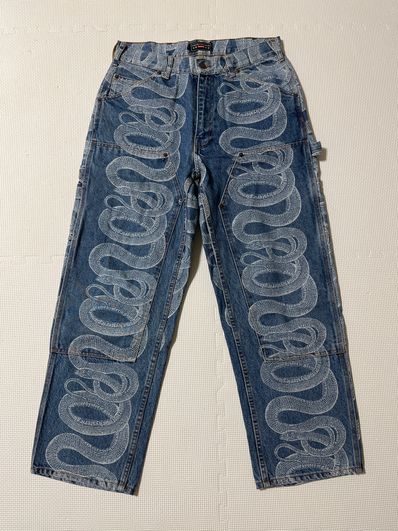 Supreme x HYSTERIC GLAMOUR Snake Double Knee Denim Painter Pant "Blue"
