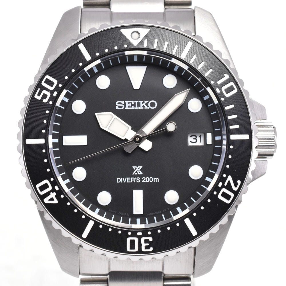 セイコー SEIKO SBDJ065/V157-00A0 プロスペックス ダイバースキューバ デイト ブラック ソーラー メンズ 良品 腕時計 G#146875