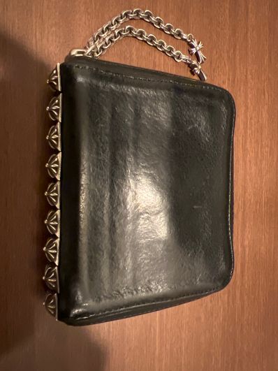 Chrome Hearts 3 Side Zip Leather Wallet "Black/Silver"