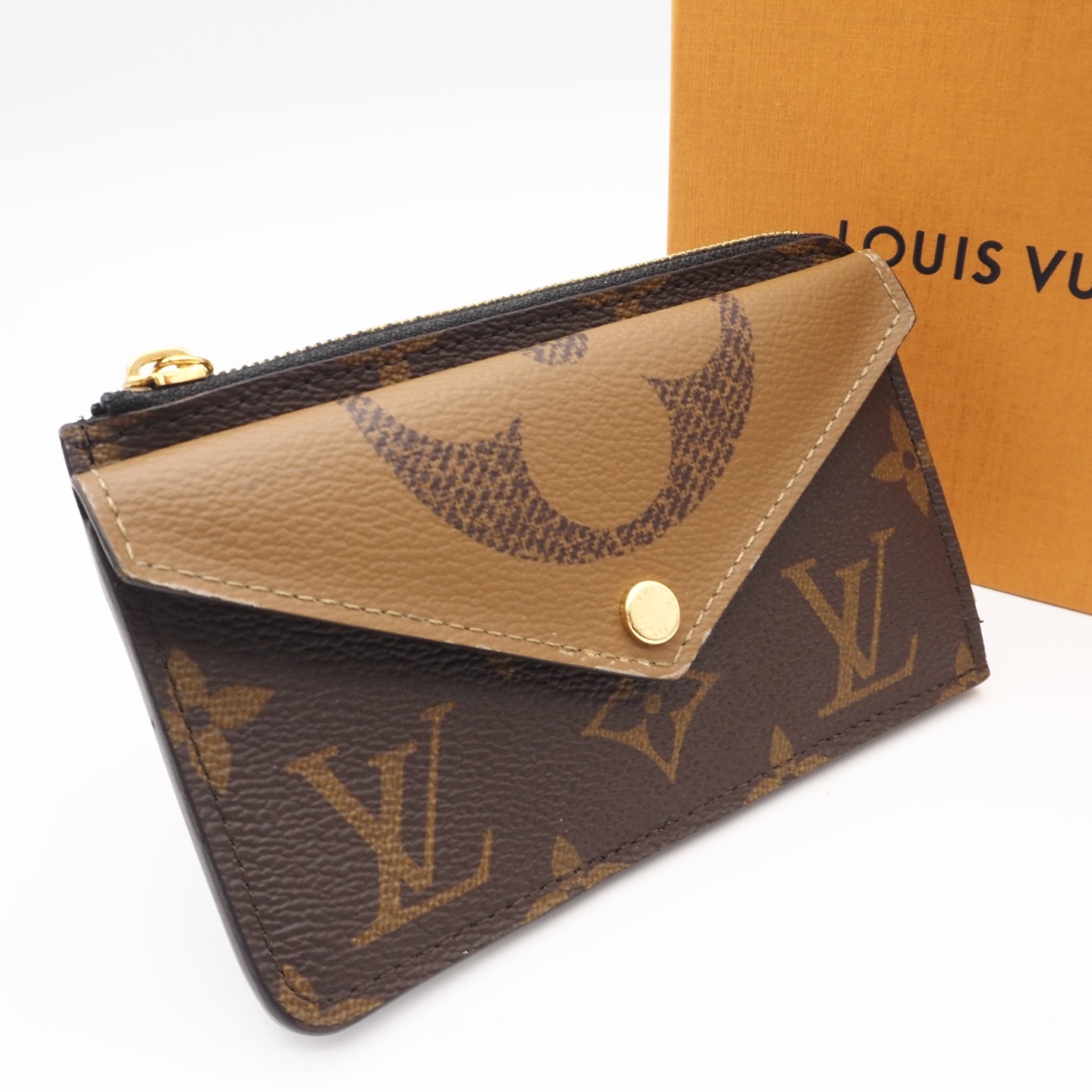 美品 LOUIS VUITTON ルイ・ヴィトン モノグラム リバース ポルト カルト レクト ヴェルソ M81303 カードケース ブラウン ベージュ コーティングキャンバス レディース