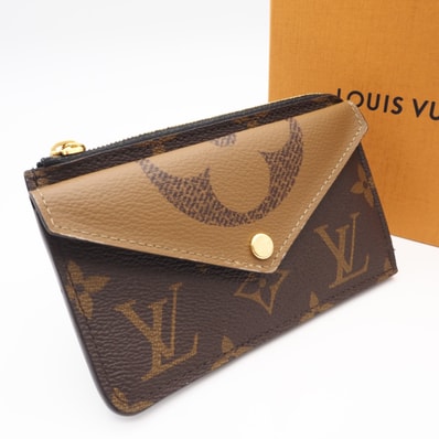 美品 LOUIS VUITTON ルイ・ヴィトン モノグラム リバース ポルト カルト レクト ヴェルソ M81303 カードケース ブラウン ベージュ コーティングキャンバス レディース