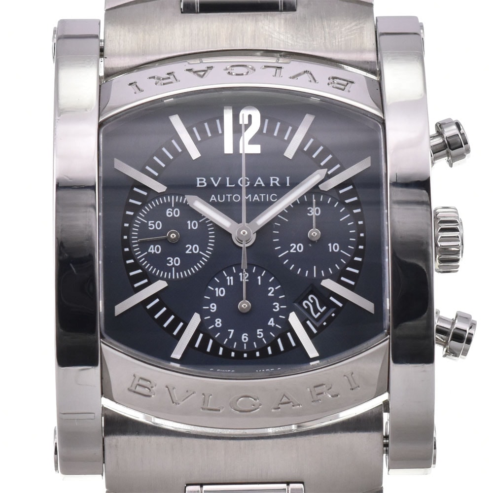 ブルガリ BVLGARI AA44C14SSDCH アショーマ クロノグラフ デイト 自動巻き メンズ 美品 保証書付き B#146453