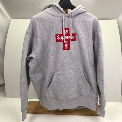Supreme Cross Box Logo Hooded Sweatshirt "Grey"