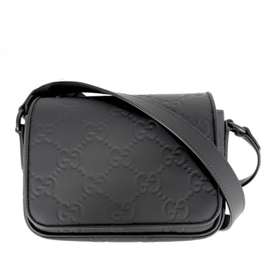 GUCCI グッチ ショルダーバッグ GGラバーエフェクト スーパーミニバッグ 肩掛け 斜め掛け 794062 ラバー ブラック 黒 ブラック金具 レディース【中古品】