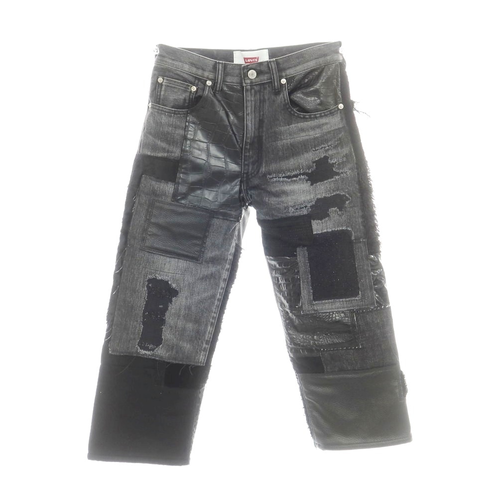 【中古】ジュンヤワタナベ JUNYA WATANABE × Levi's 2024年秋冬 パッチワーク デニムパンツ ジーンズ ブラック【サイズXS】【レディース】
