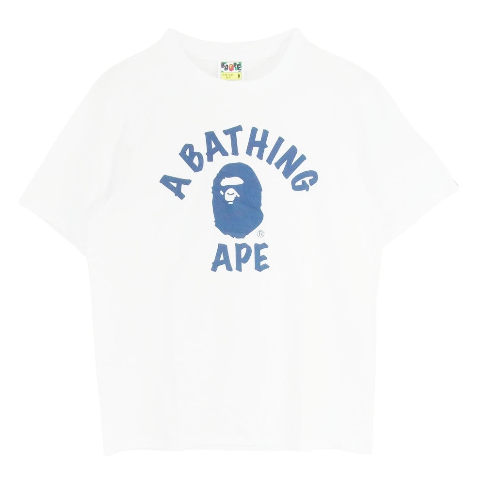 A BATHING APE アベイシングエイプ Tシャツ 26SS 0ZXACM001821Q カレッジロゴ プリント Tシャツ 半袖カットソー ホワイト系 M【新古品】【未使用】【中古】