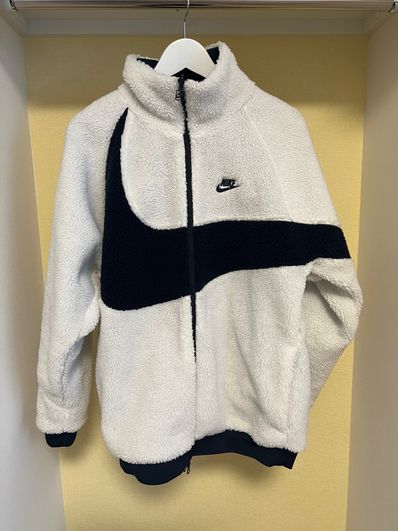 Nike Big Swoosh Reversible Boa Jacket "Sail/Dark Obsidian"