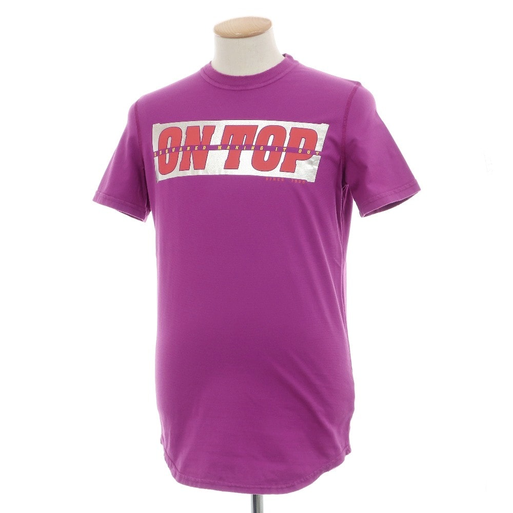 【中古】ディースクエアード DSQUARED2 ダメージ加工 コットン クルーネック 半袖Tシャツ パープル【サイズS】【メンズ】