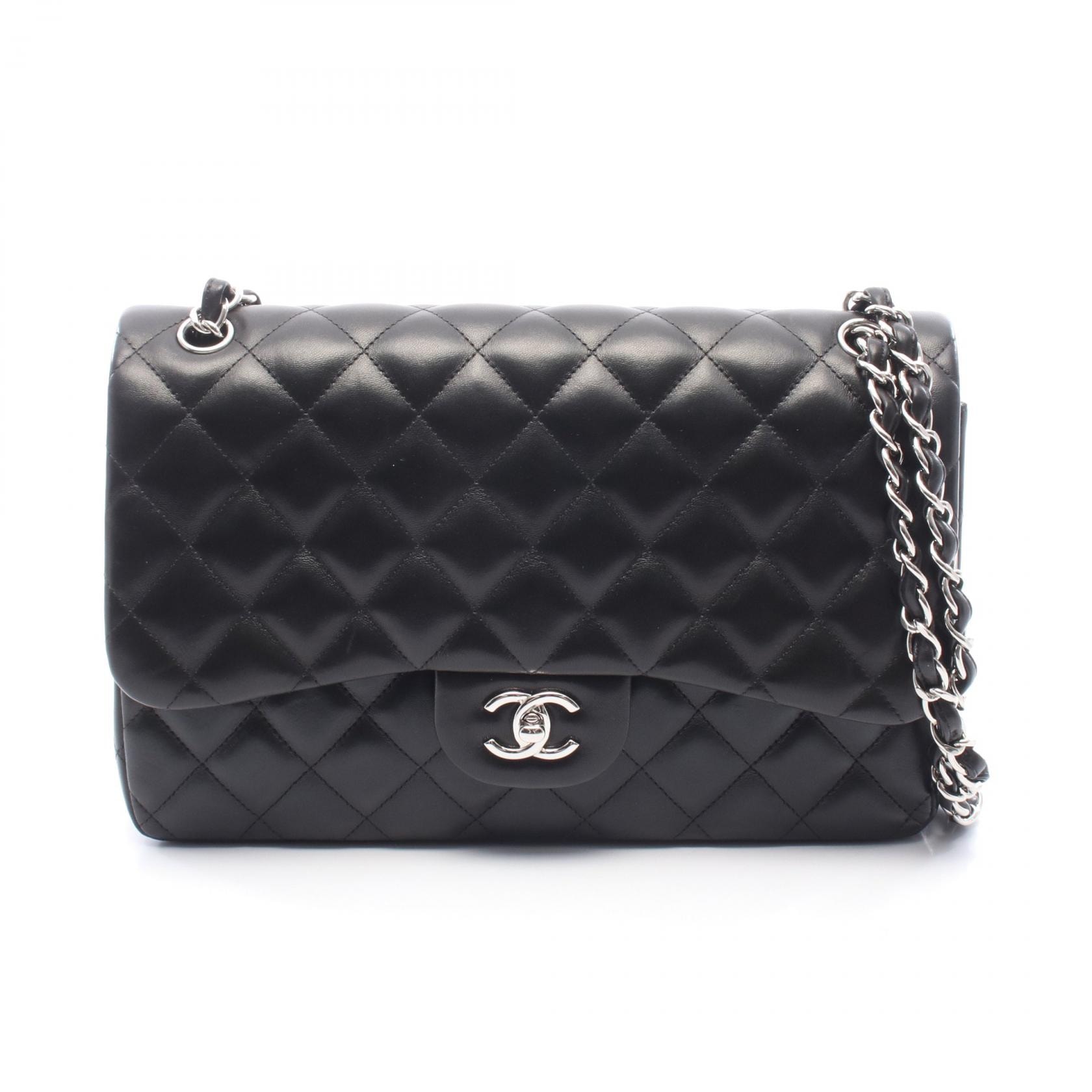 シャネル CHANEL デカマトラッセ30 クラシック ラージ Wフラップ ショルダーバッグ バッグ ラムスキン(羊革) レディース ブラック系 【中古】