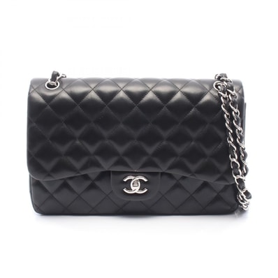 シャネル CHANEL デカマトラッセ30 クラシック ラージ Wフラップ ショルダーバッグ バッグ ラムスキン(羊革) レディース ブラック系 【中古】