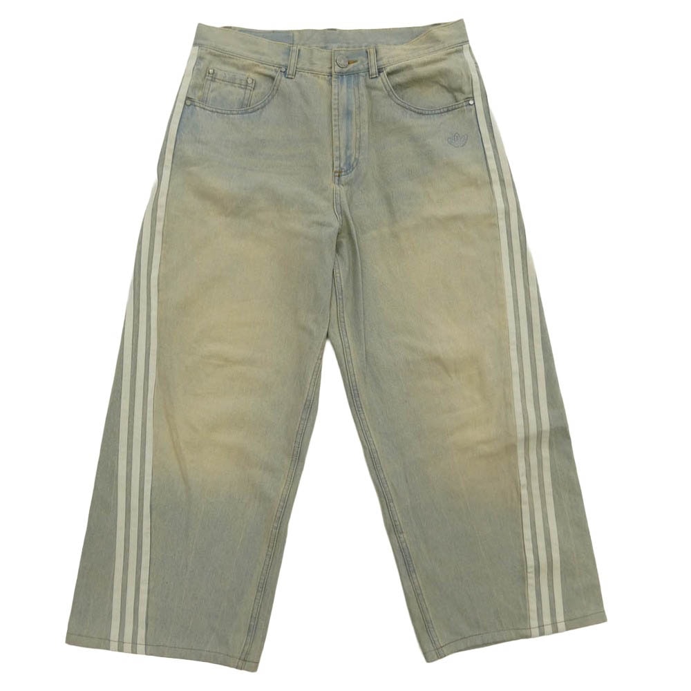 adidas アディダス LOOSE FIT DENIM PANTS シーズン3 ルーズフィット サイドライン デニム パンツ インディゴブルー系 32【中古】
