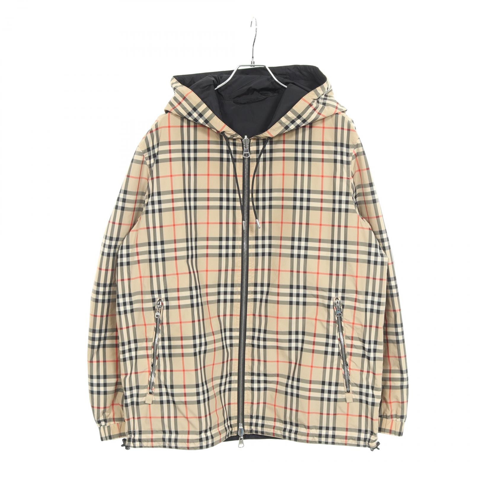 バーバリー BURBERRY ノバチェック フード付き リバーシブル 衣料品 アウター ポリエステル メンズ ベージュ系 / ブラック系 / マルチカラー 8027097 【中古】