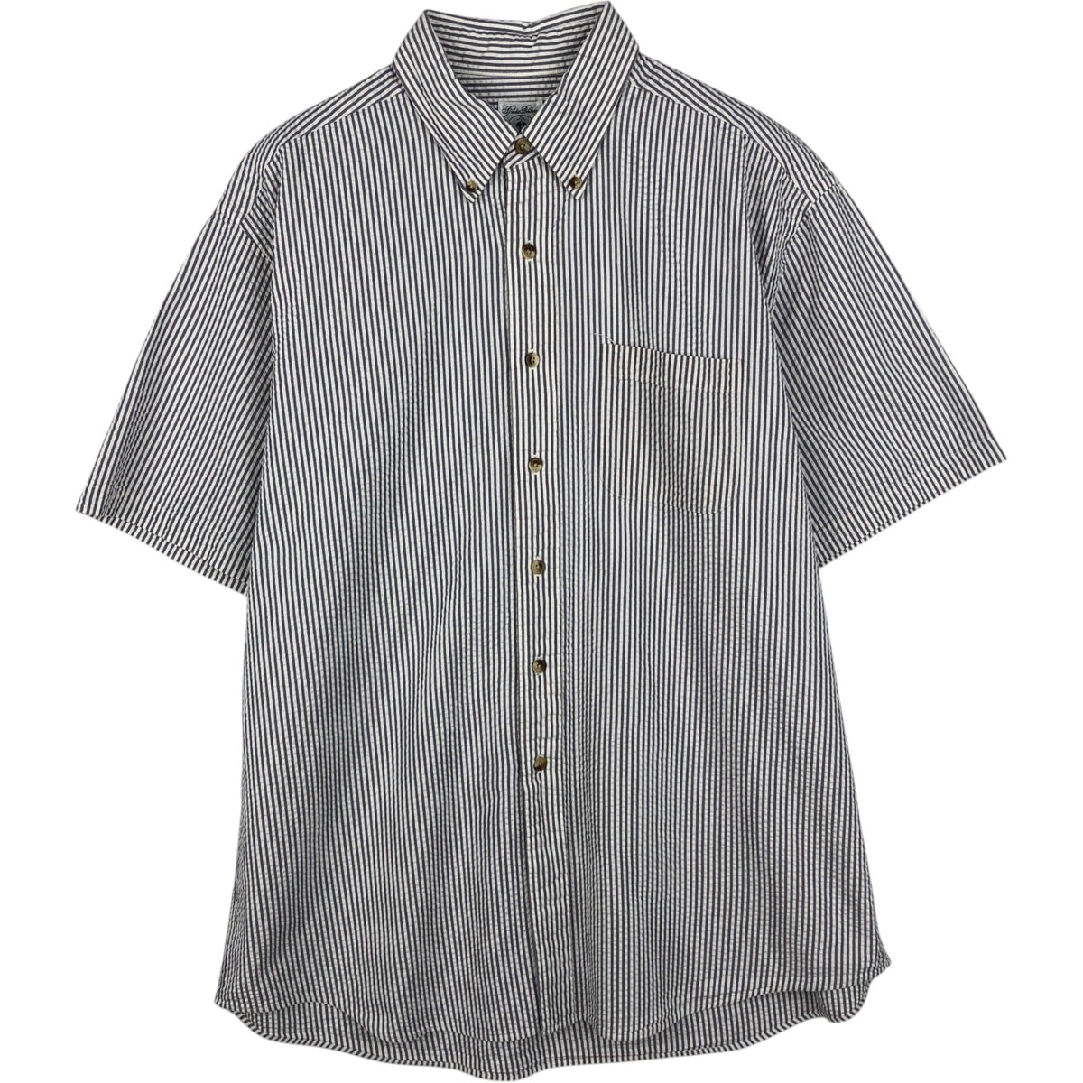 古着 ブルックスブラザーズ Brooks Brothers シアサッカー 半袖 ボタンダウン ストライプシャツ メンズL相当/eaa644945
