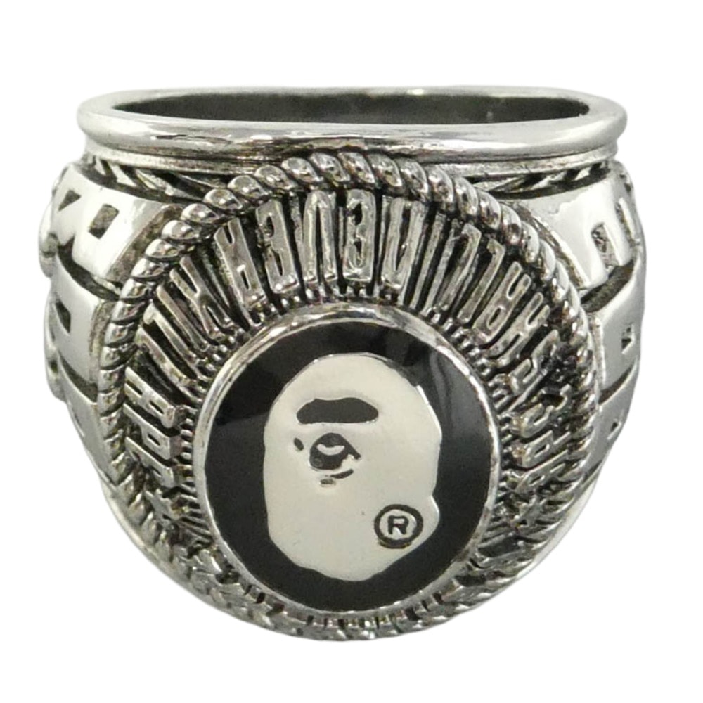 A BATHING APE アベイシングエイプ 1J80-182-007 BAPE COLLEGE RING APE SHALL KILL NEVER APE APE HEAD サークル 猿フェイス カレッジ リング 真鍮 ポリレジン指輪【中古】