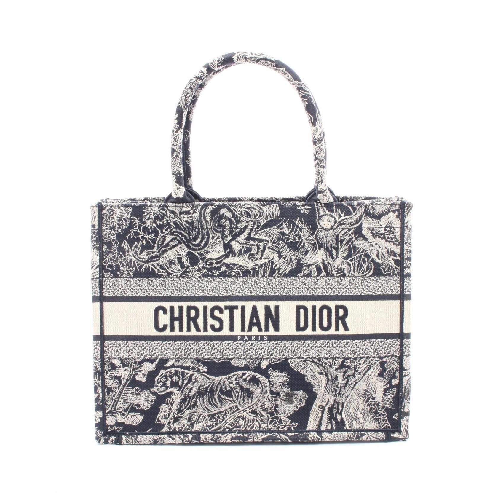 ディオール Dior BOOK TOTE ブックトート ミディアム トワル ドゥ ジュイ トートバッグ バッグ キャンバス レディース ブラック系 / アイボリー系 【中古】